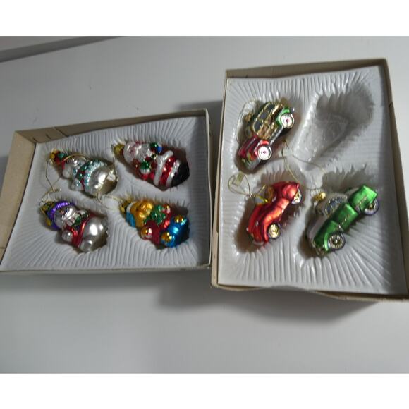 Vintage Christmas Classics Hand Decorated Glass Ornaments Snowman Cars - Picture 1 of 5